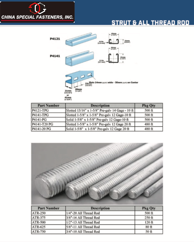 China Special Fasteners Strut, Rod, Fittings &amp; More