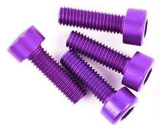 Purple aluminum hex cap screws (non-ferrous)